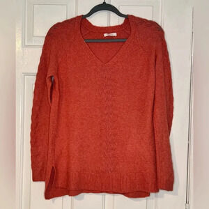 LC Lauren Conrad Sweater Womens XS Orange Knit Pullover Polyester Top